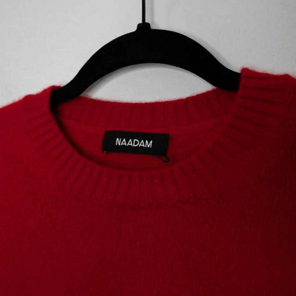Naadam Luxe Chunky Unisex Cashmere Crewneck Sweater Red Apple 100% Cashmere C28 - Picture 3 of 5